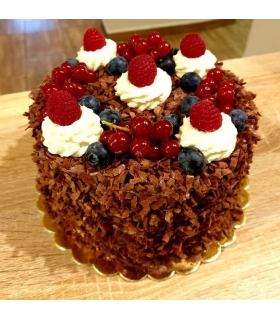 Czarny Las - tort czekoladowy z wiśnią nr U008 (krem czekoladowy mascarpone, wiśnie, likier amaretto) - 8 PORCJI