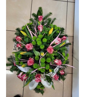Wiązanka pogrzebowa we florecie nr P018 [kwiaty żywe]